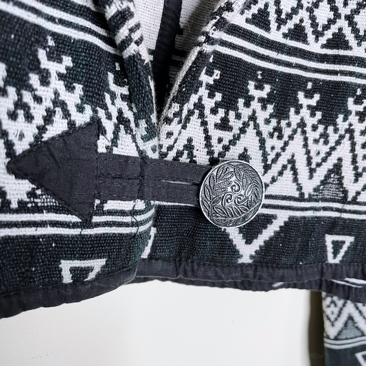 vintage flashback tapestry aztec cropped jacket - size small