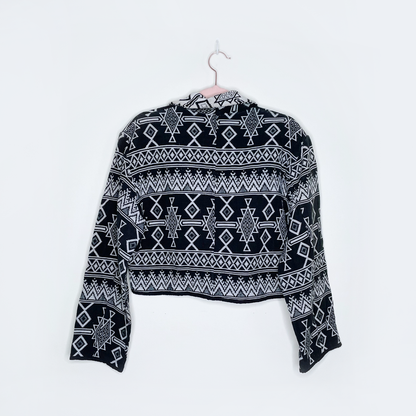 vintage flashback tapestry aztec cropped jacket - size small