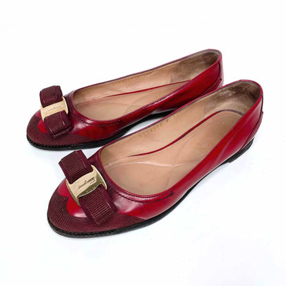 salvatore ferragamo red valina ballet flat - size 5.5
