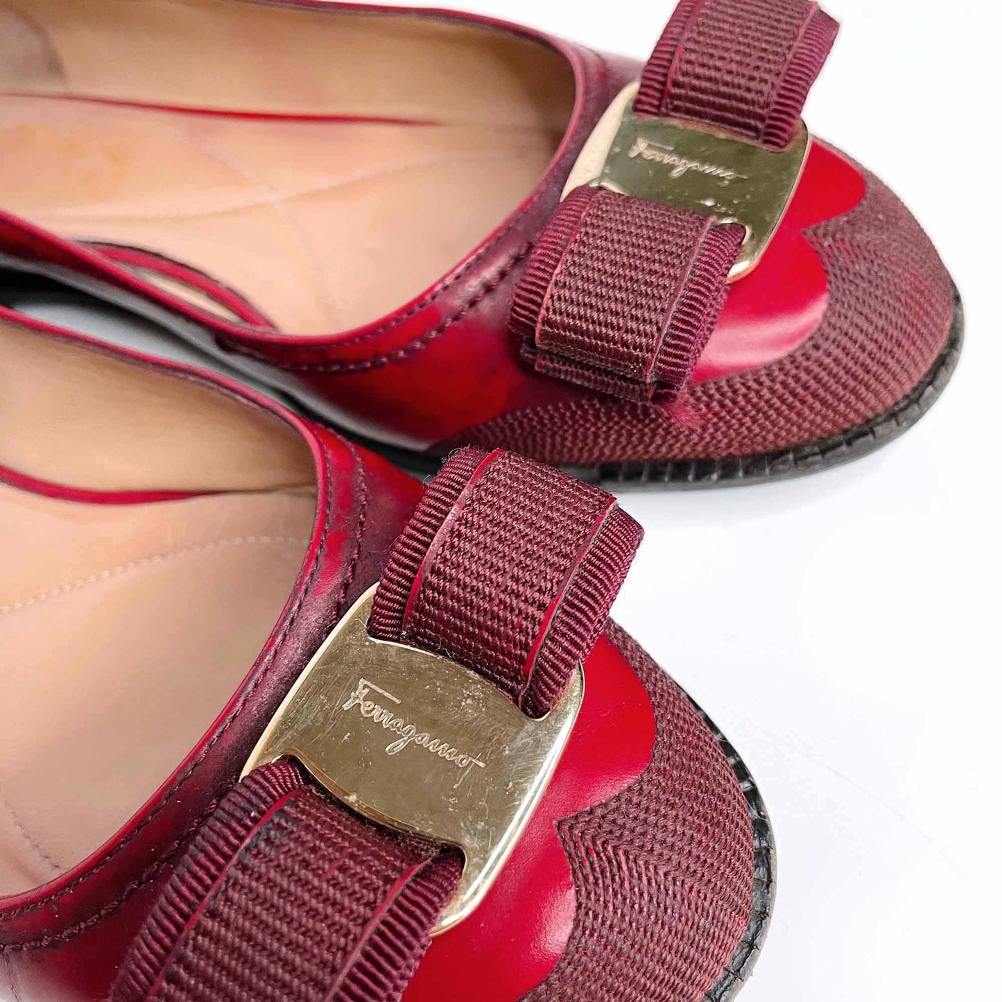salvatore ferragamo red valina ballet flat - size 5.5