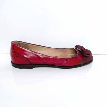 salvatore ferragamo red valina ballet flat - size 5.5