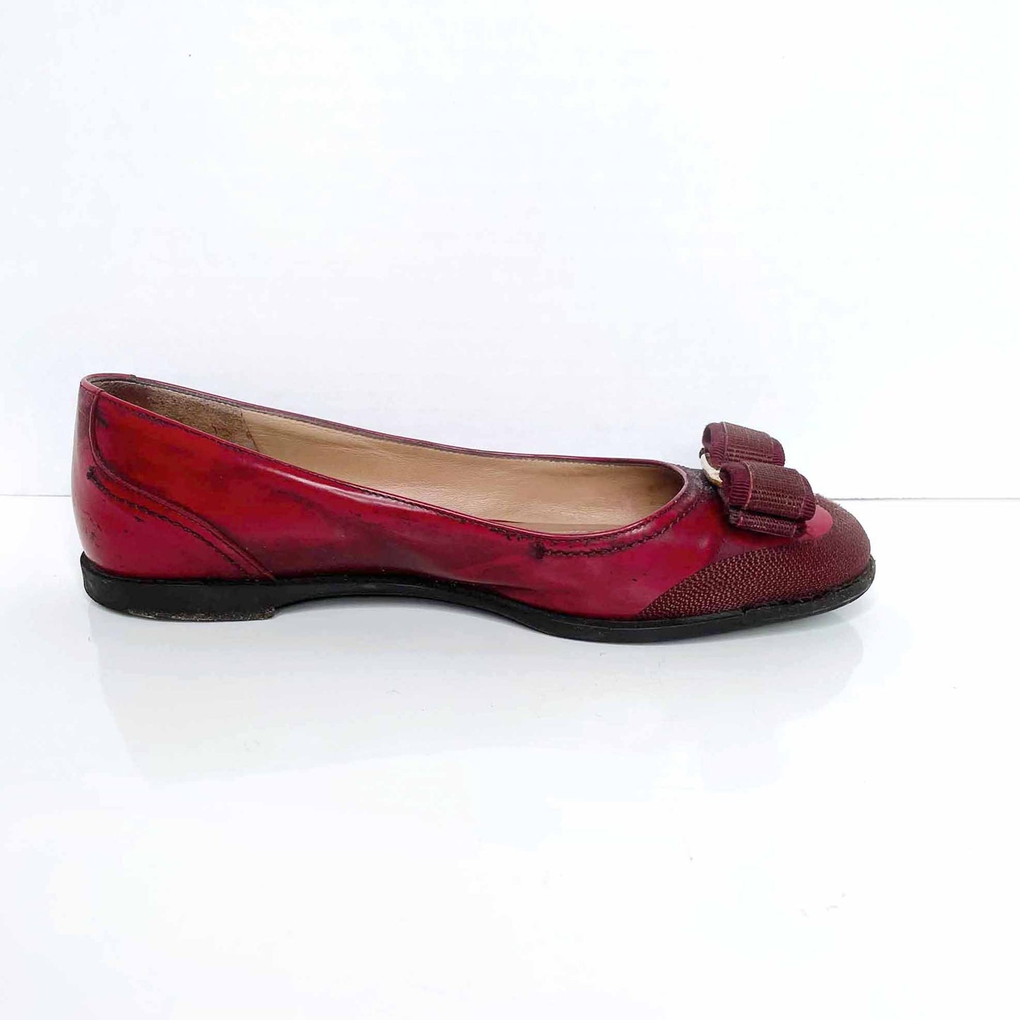 salvatore ferragamo red valina ballet flat - size 5.5
