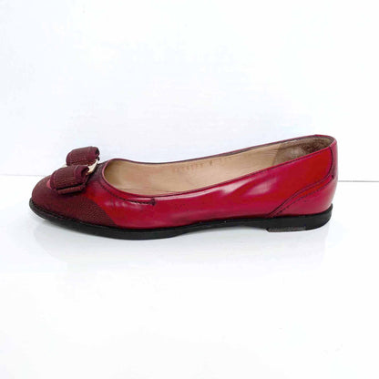 salvatore ferragamo red valina ballet flat - size 5.5