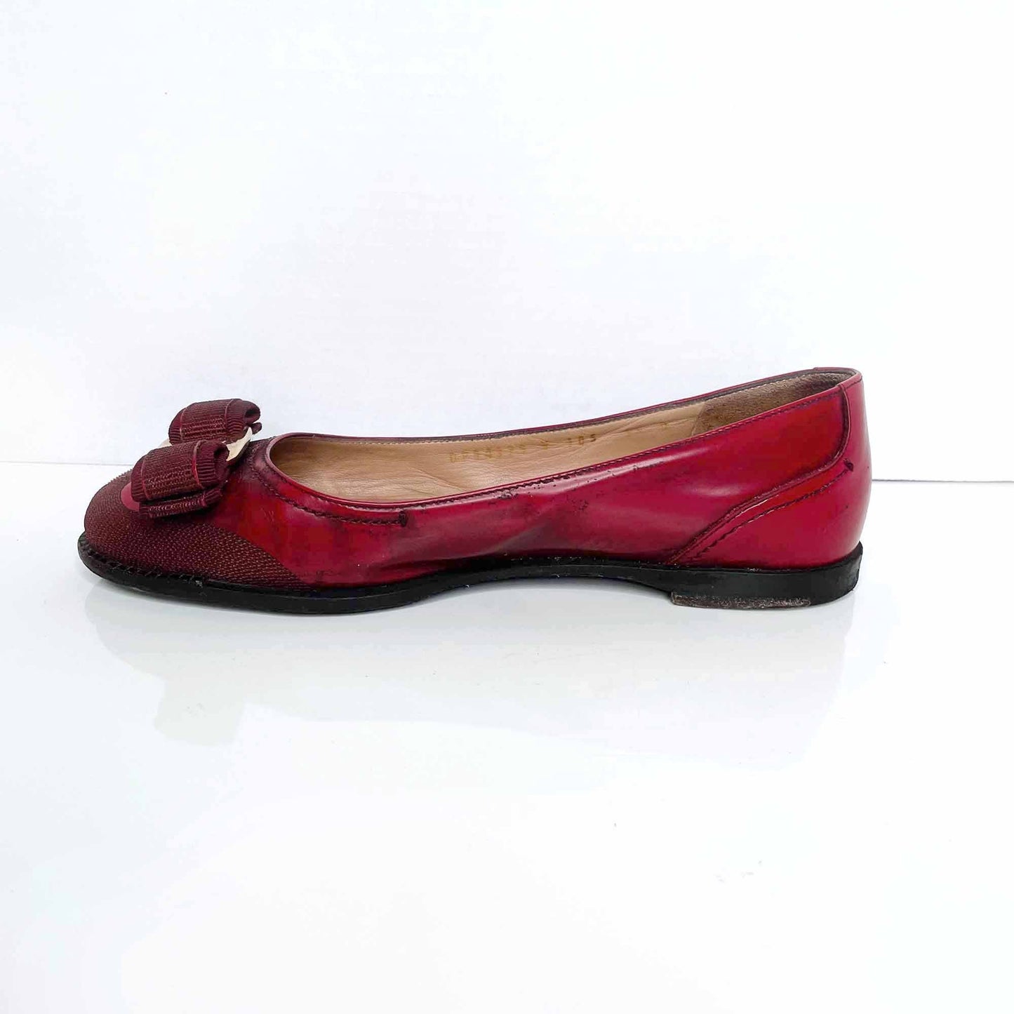 salvatore ferragamo red valina ballet flat - size 5.5