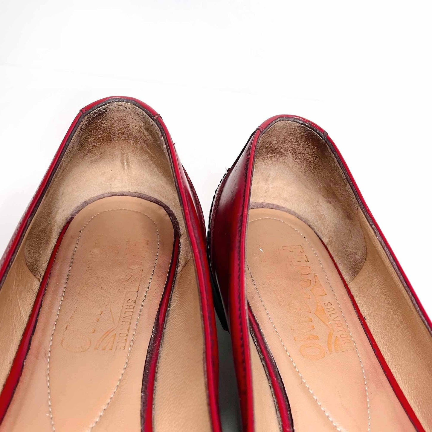 salvatore ferragamo red valina ballet flat - size 5.5