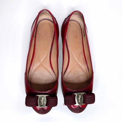 salvatore ferragamo red valina ballet flat - size 5.5