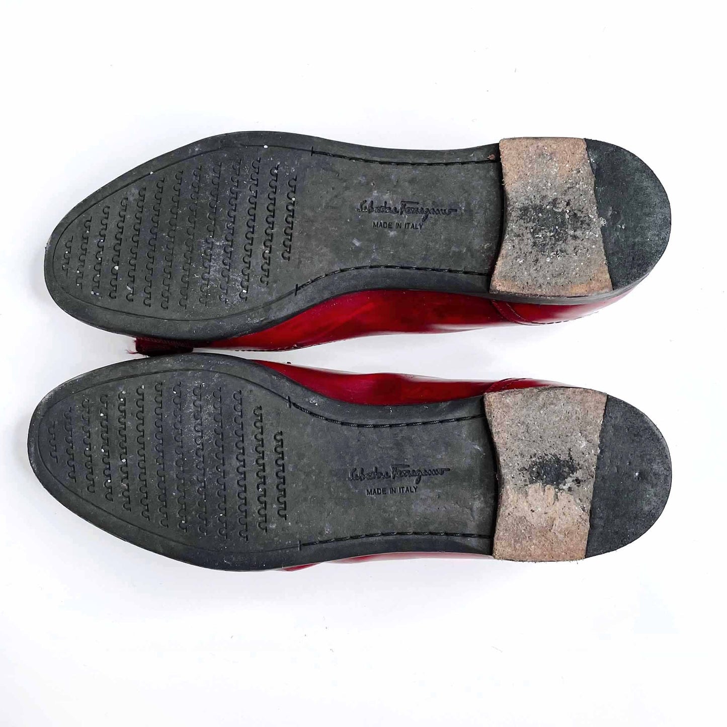 salvatore ferragamo red valina ballet flat - size 5.5