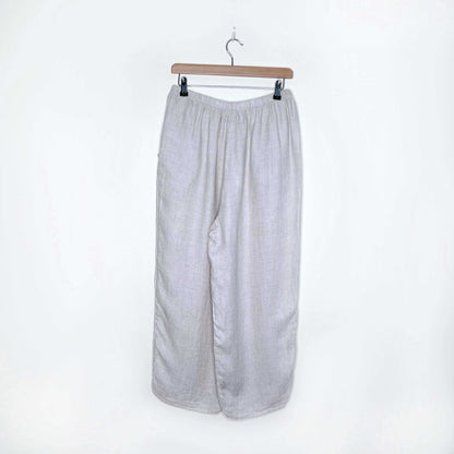 flax cream linen wide leg high rise pants - size medium