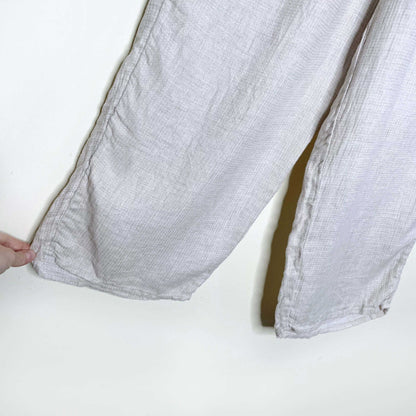flax cream linen wide leg high rise pants - size medium