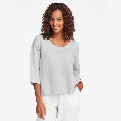 Flax crop linen pullover with side buttons - size Medium