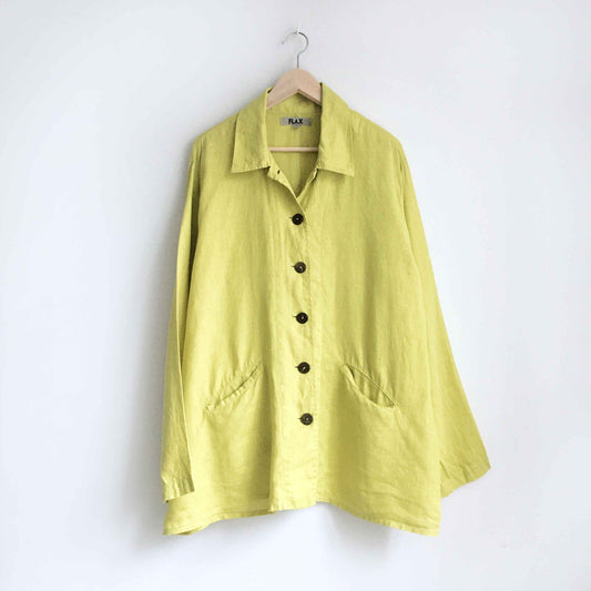 FLAX linen jacket in yellow - size Large
