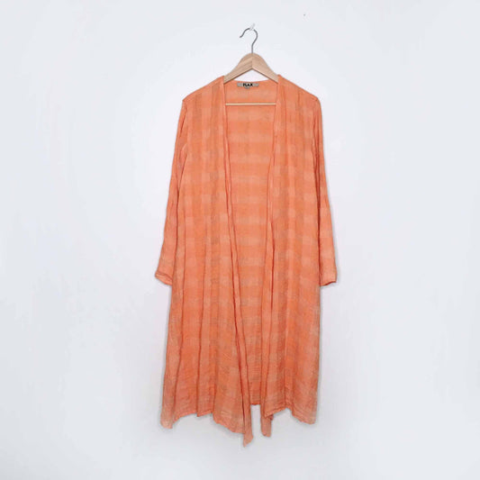 FLAX linen open check duster jacket - size Small