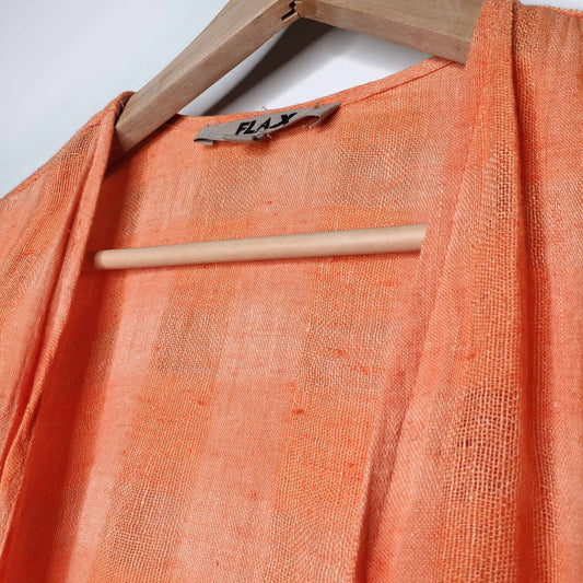 FLAX linen open check duster jacket - size Small