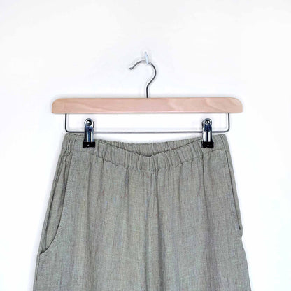FLAX green heather wide leg linen pants - size petite