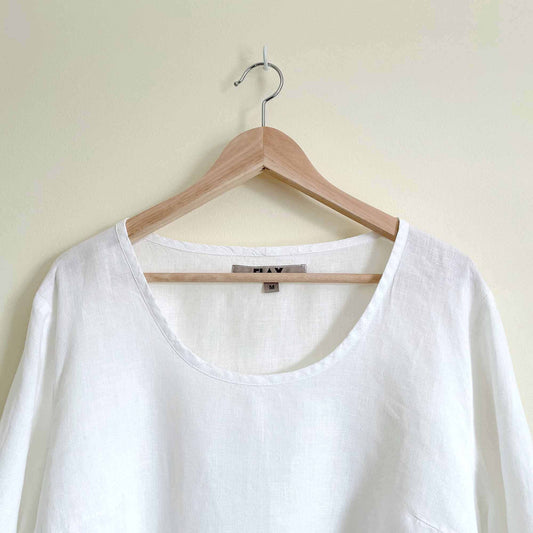 flax crop linen pullover with side buttons