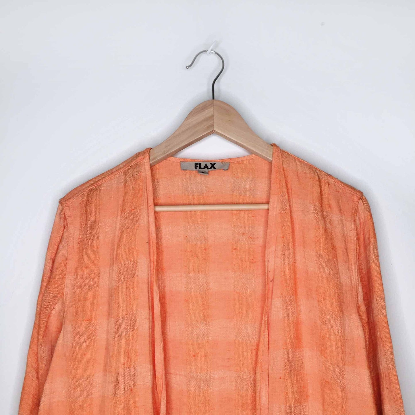 FLAX linen open check duster jacket - size Small