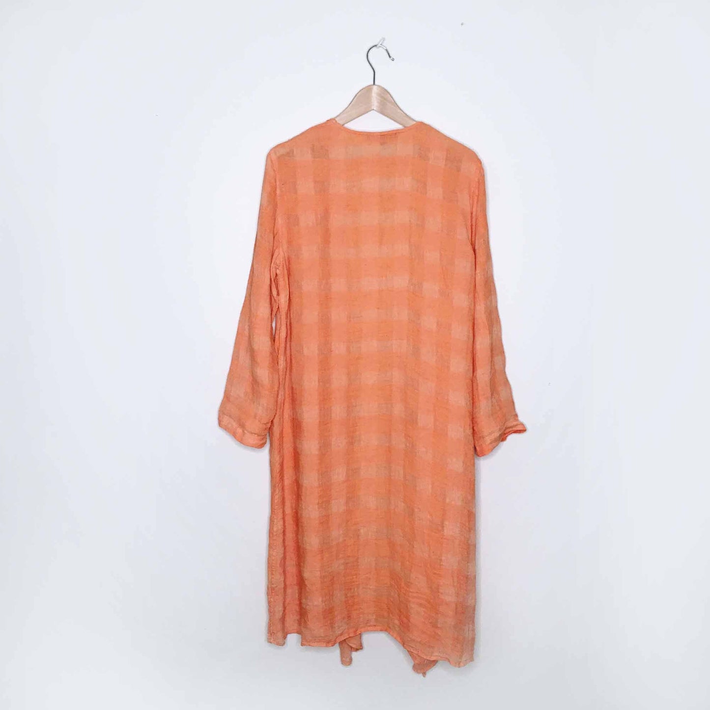 FLAX linen open check duster jacket - size Small