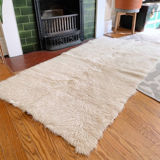 vintage flokati sheepskin shag slumberwool rug 66x36"