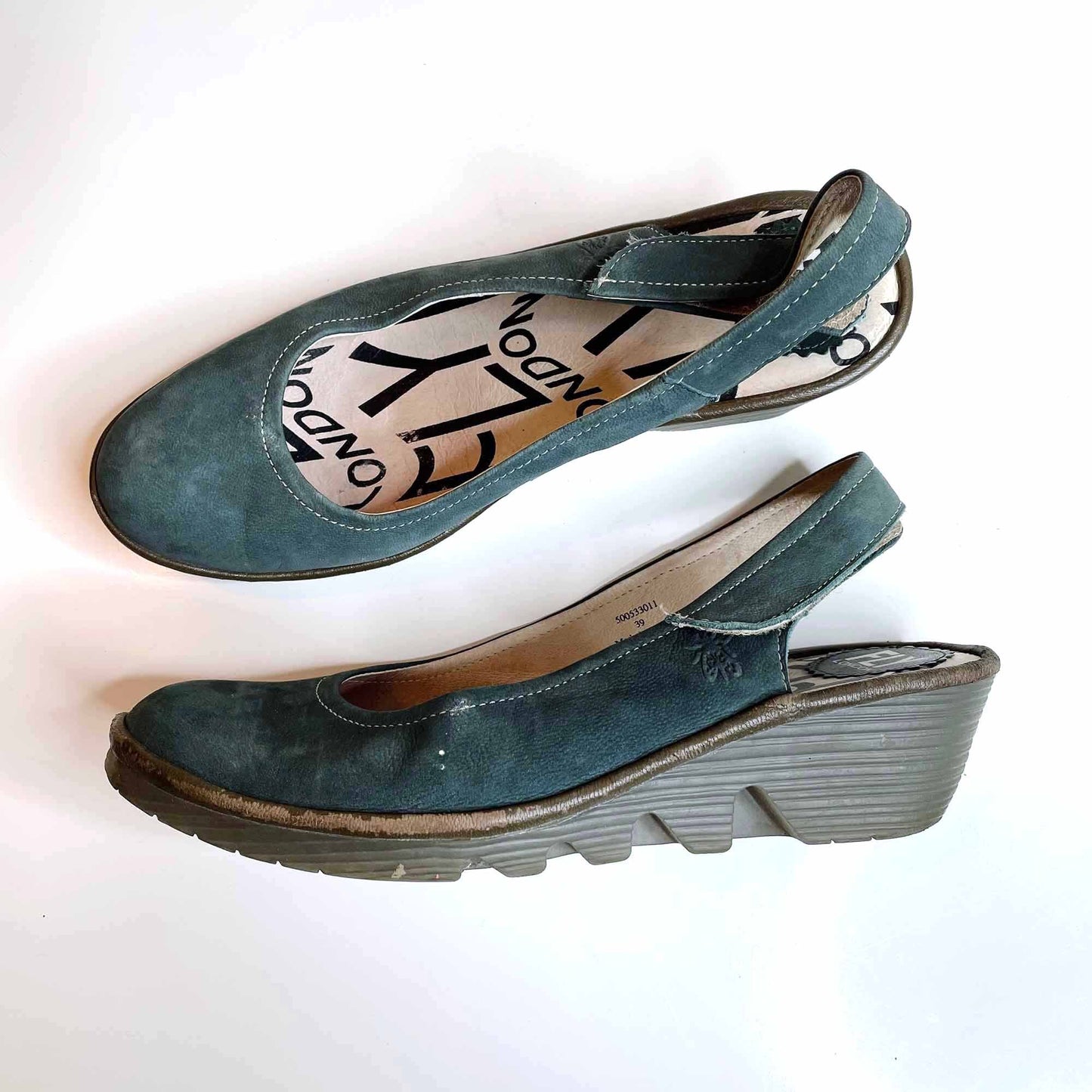 FLY London slingback leather wedge shoes - size 39