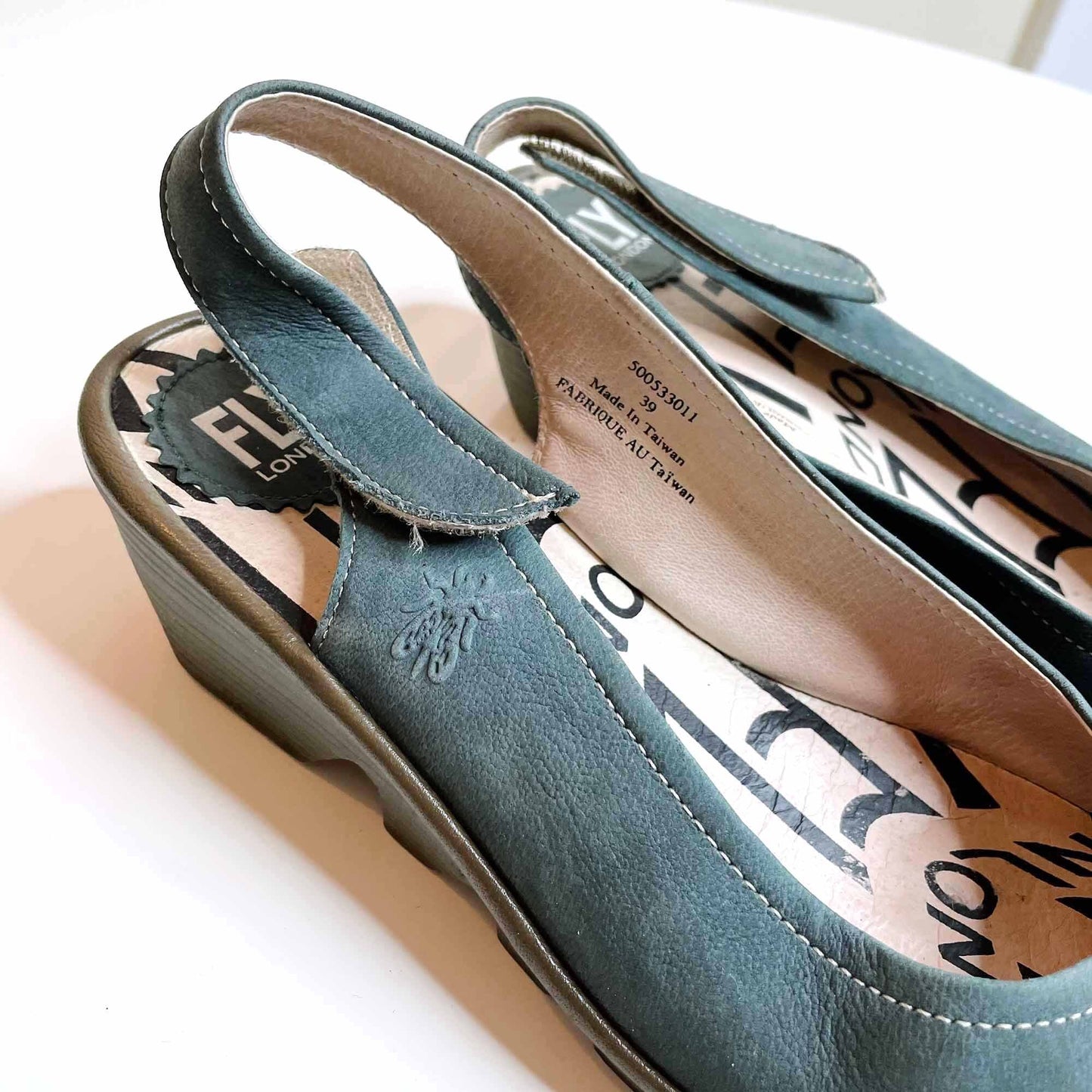 FLY London slingback leather wedge shoes - size 39