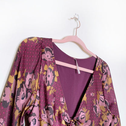 free people morning light satin floral dress - size 4