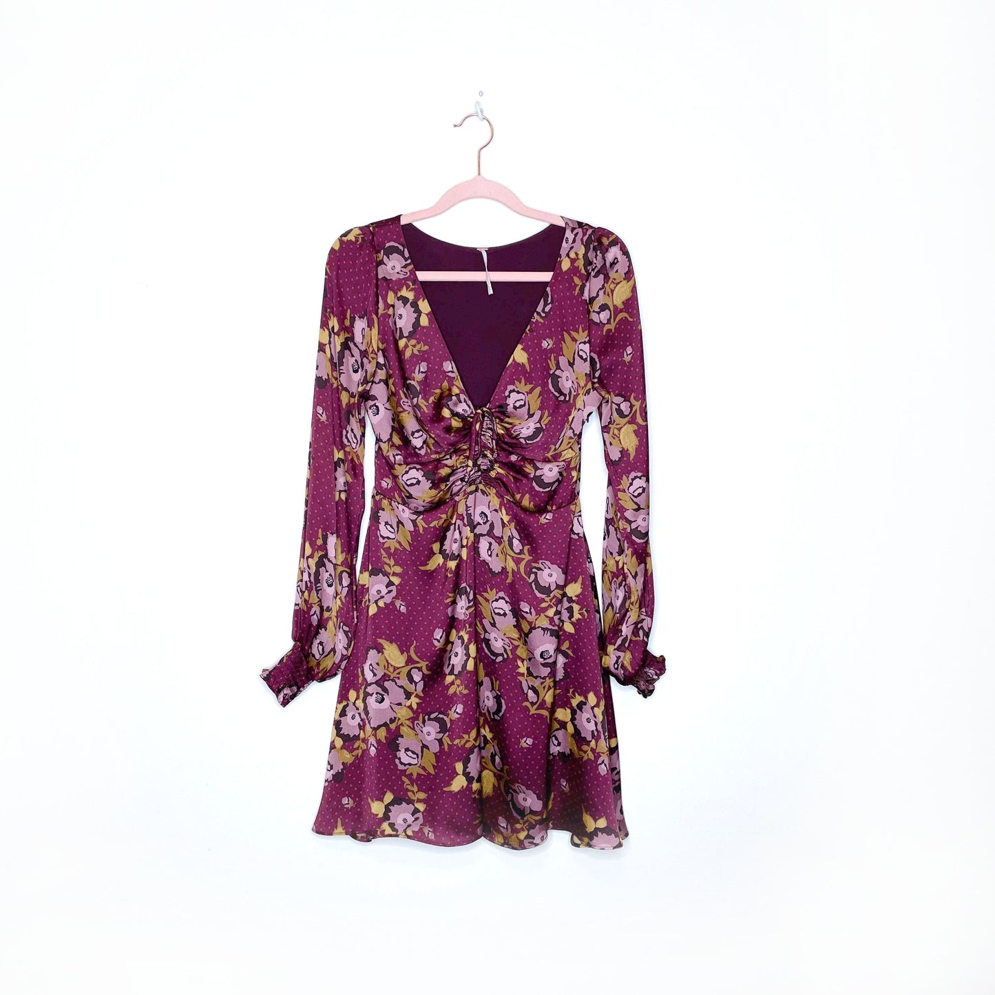 free people morning light satin floral dress - size 4
