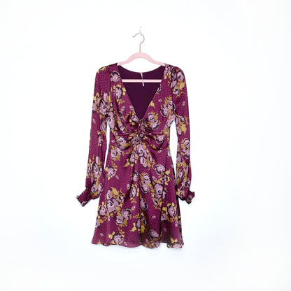 free people morning light satin floral dress - size 4
