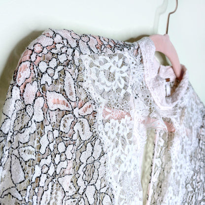 free people tell tale high neck keyhole lace tunic - size xs