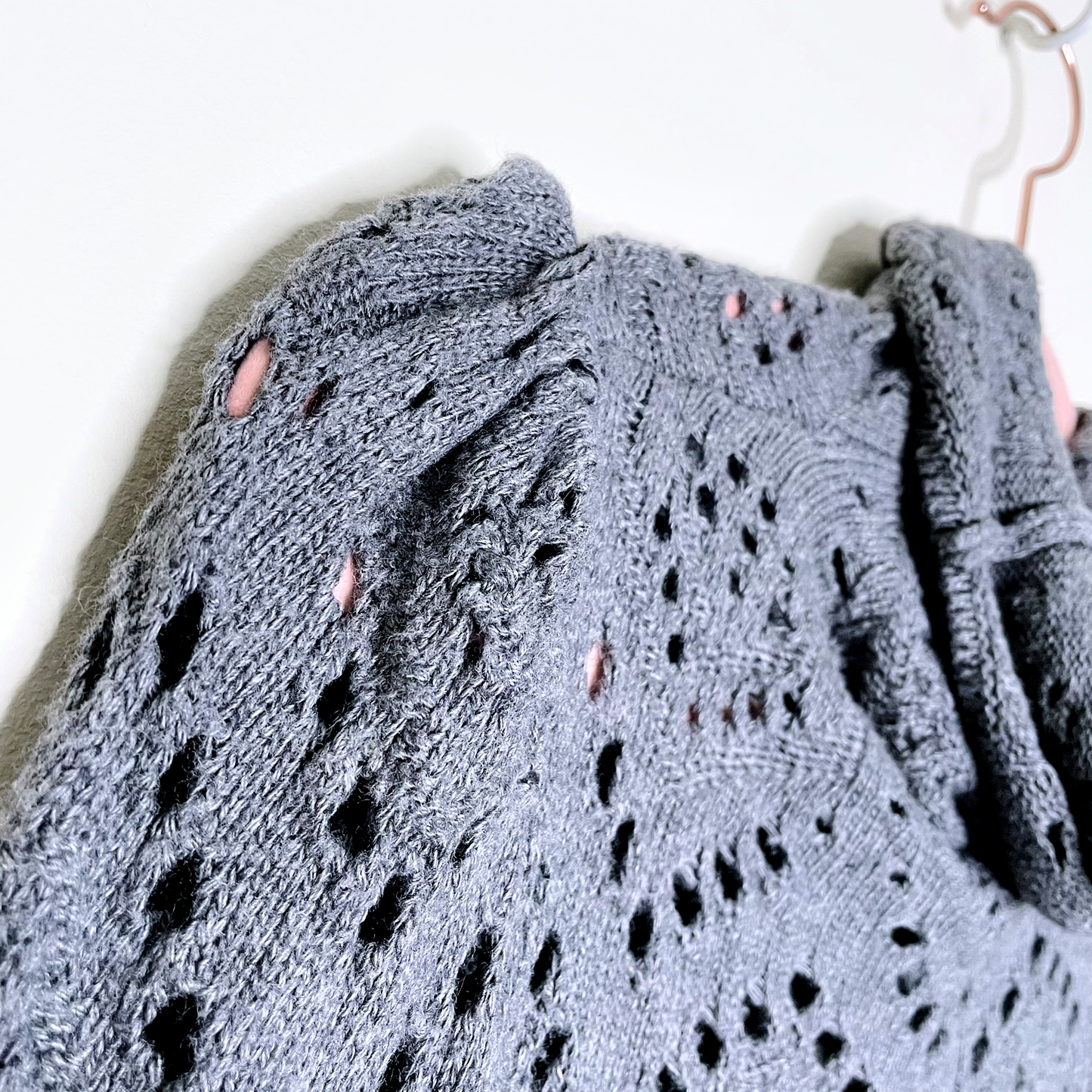 free people grey shoot from the heart pointelle sweater - size small