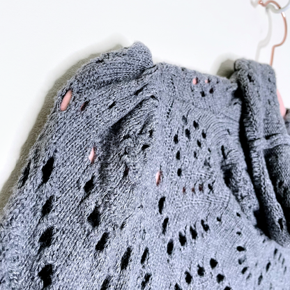 free people grey shoot from the heart pointelle sweater - size small