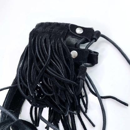 free people solstice black suede gladiator fringe sandals - size 38