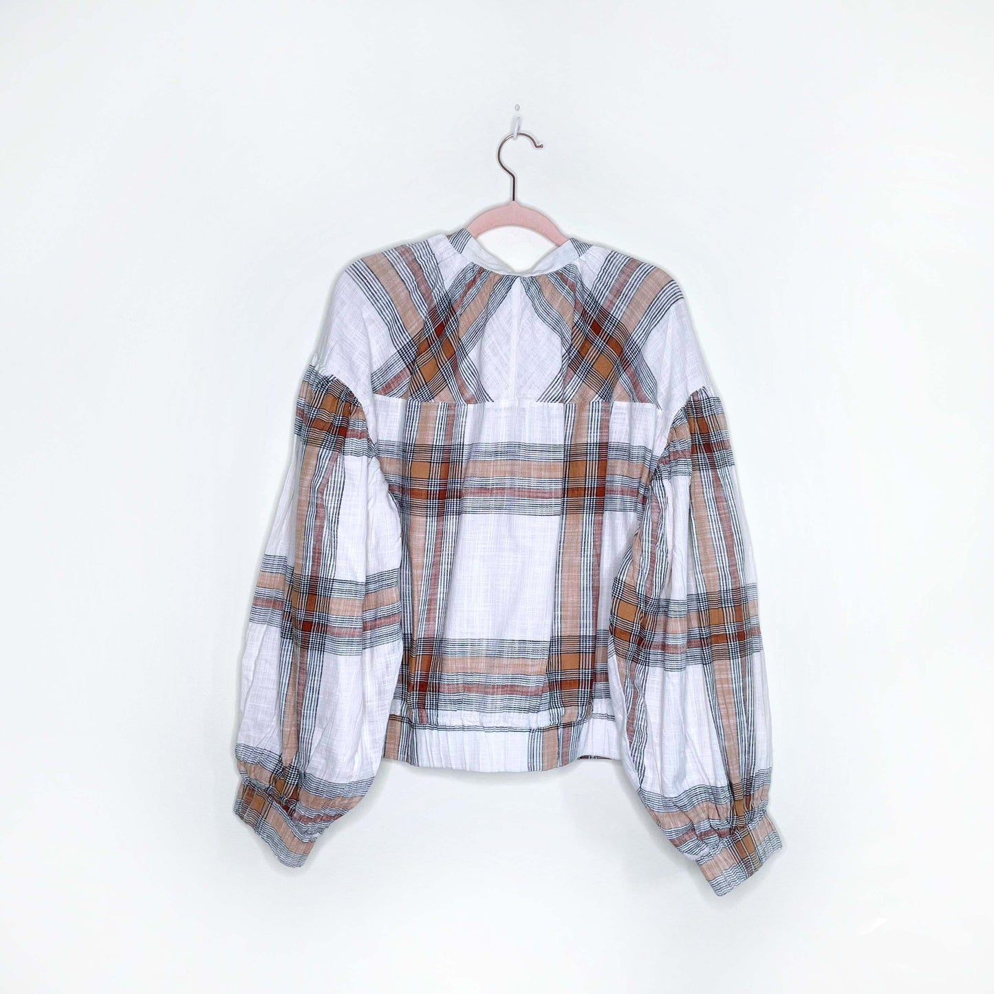 free people mattie plaid farmcore cotton bomber jacket - size medium