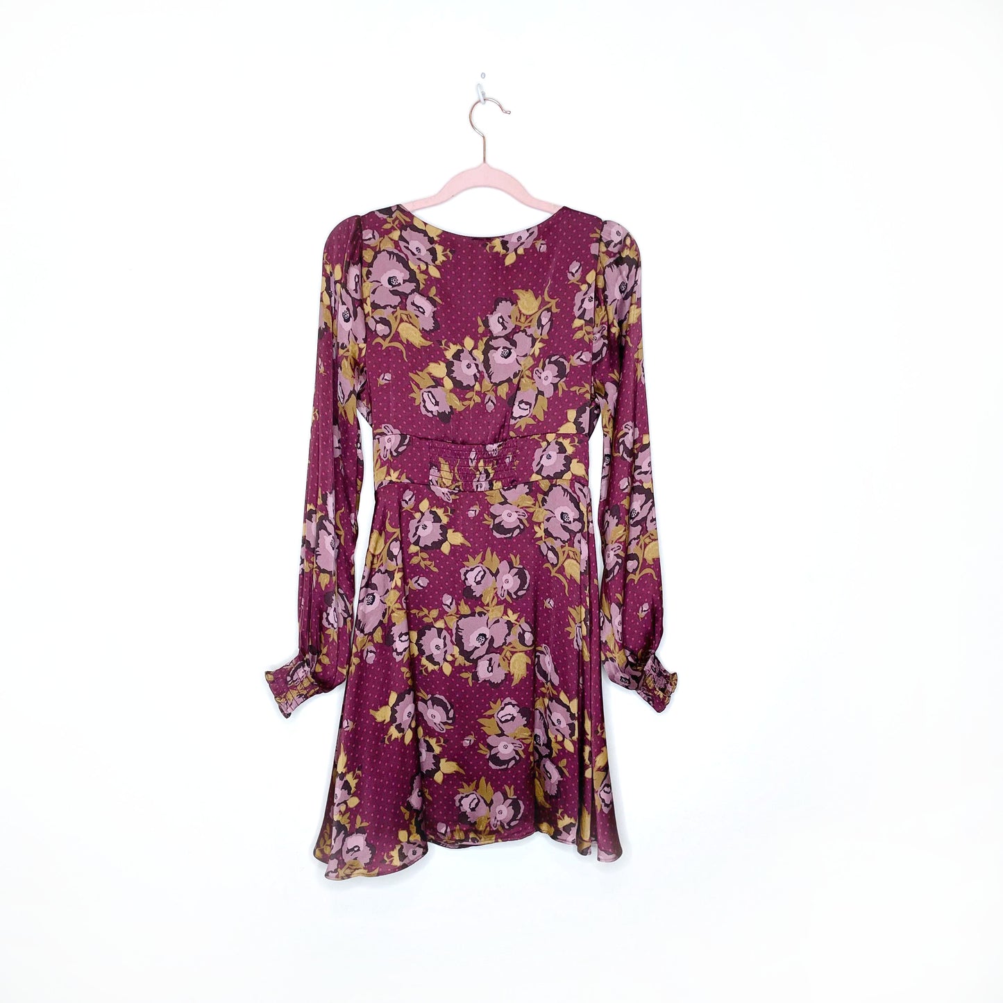 free people morning light satin floral dress - size 4