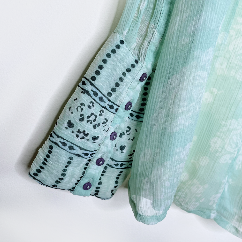 free people x anna sui stevie top in sage combo - size small