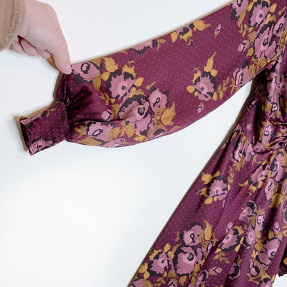 free people morning light satin floral dress - size 4