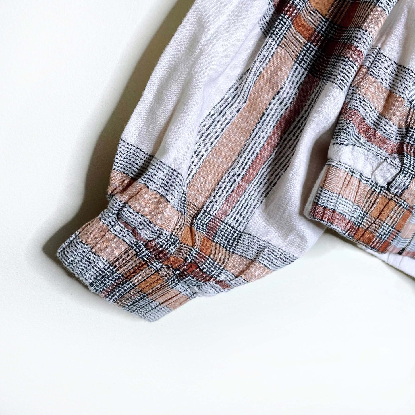 free people mattie plaid farmcore cotton bomber jacket - size medium