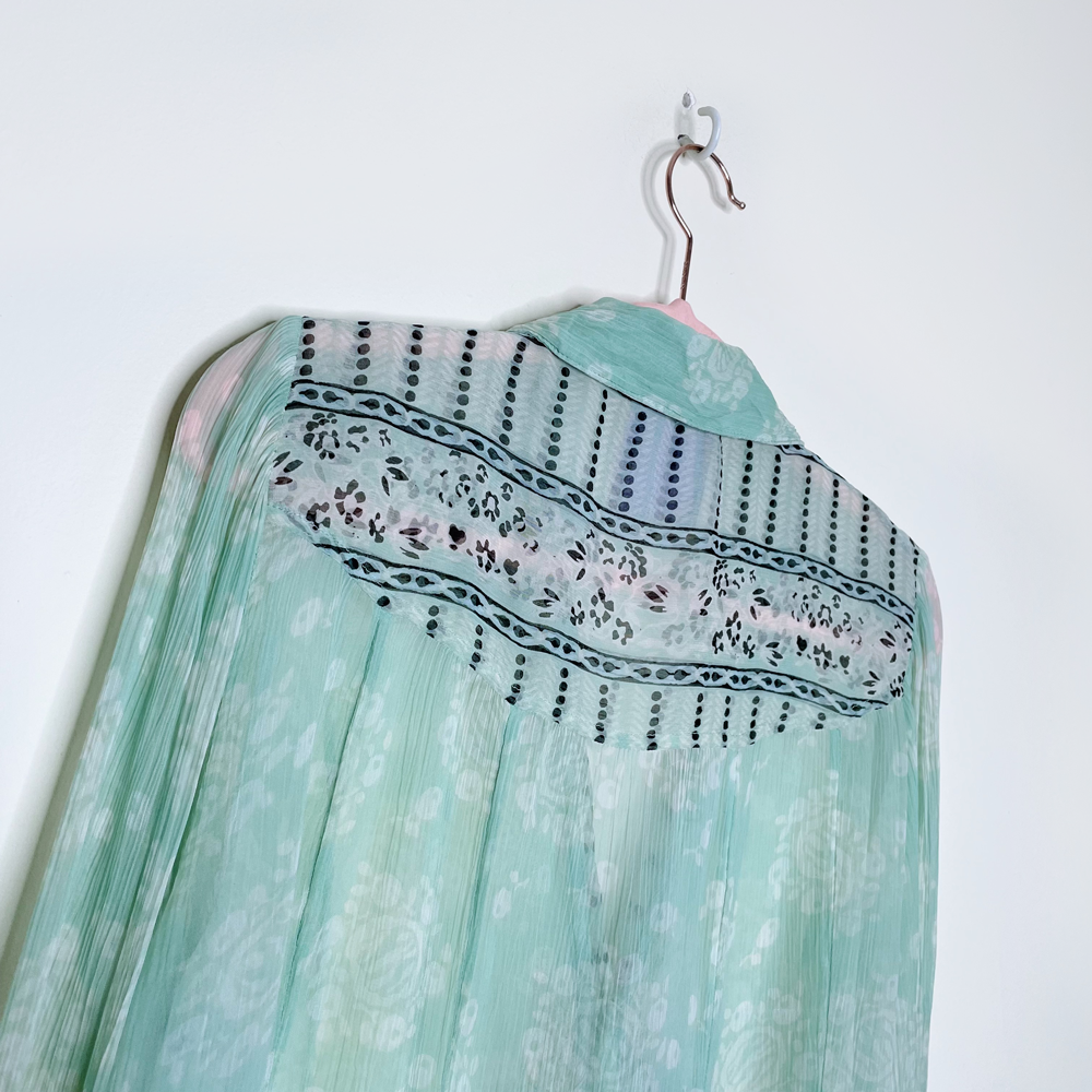 free people x anna sui stevie top in sage combo - size small