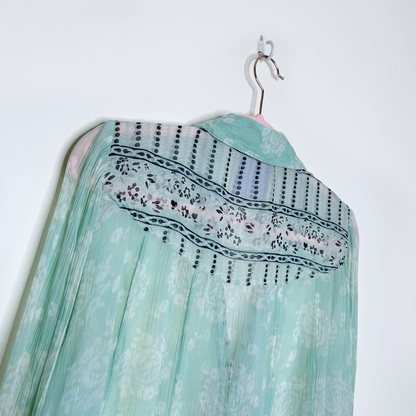 free people x anna sui stevie top in sage combo - size small