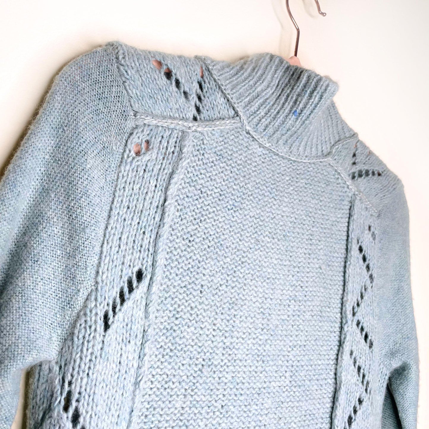 free people wool-blend knit cardigan with lace peplum hem - size xs