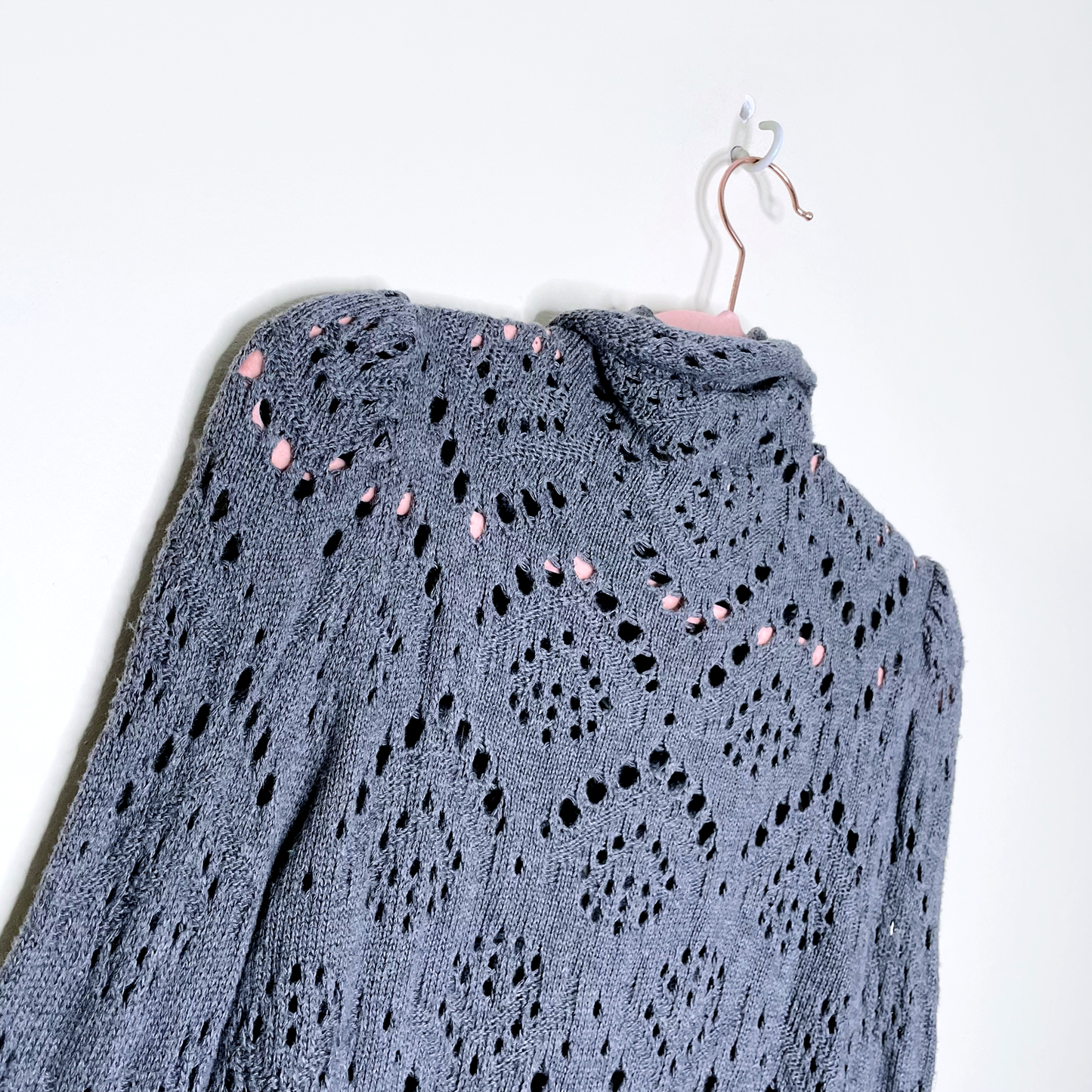 free people grey shoot from the heart pointelle sweater - size small