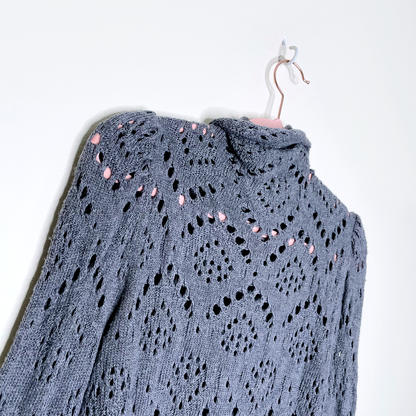 free people grey shoot from the heart pointelle sweater - size small