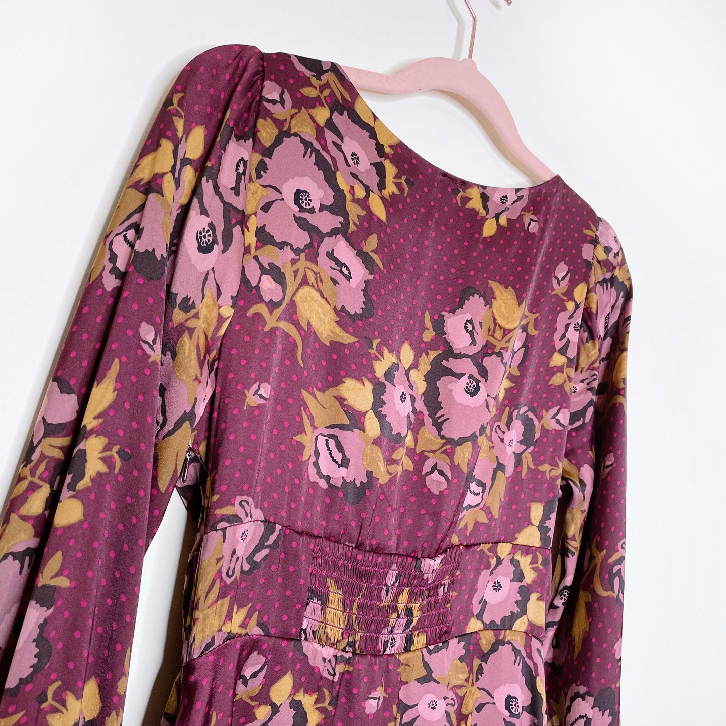 free people morning light satin floral dress - size 4