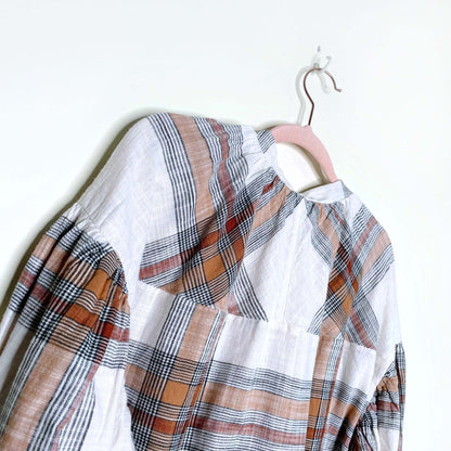 free people mattie plaid farmcore cotton bomber jacket - size medium