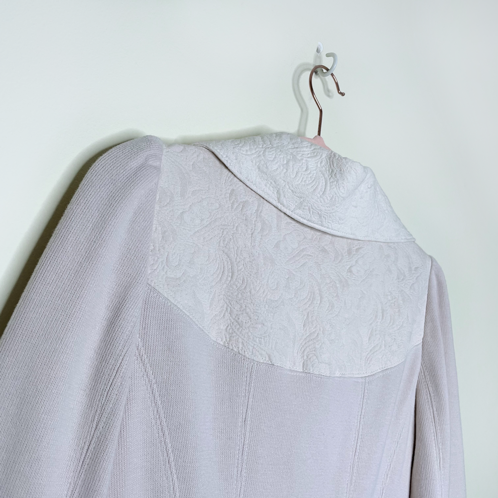 free people cream knit jacket with brocade trim - size 6