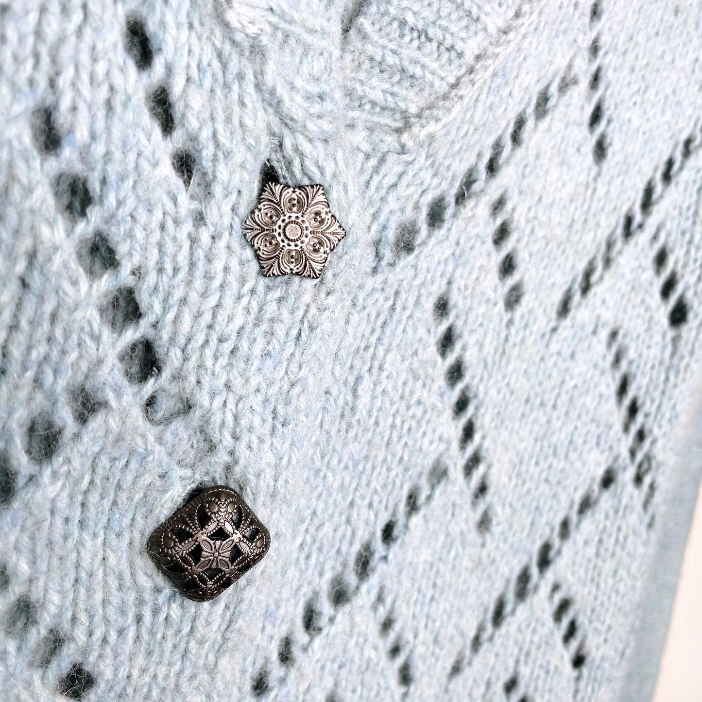 free people wool-blend knit cardigan with lace peplum hem - size xs