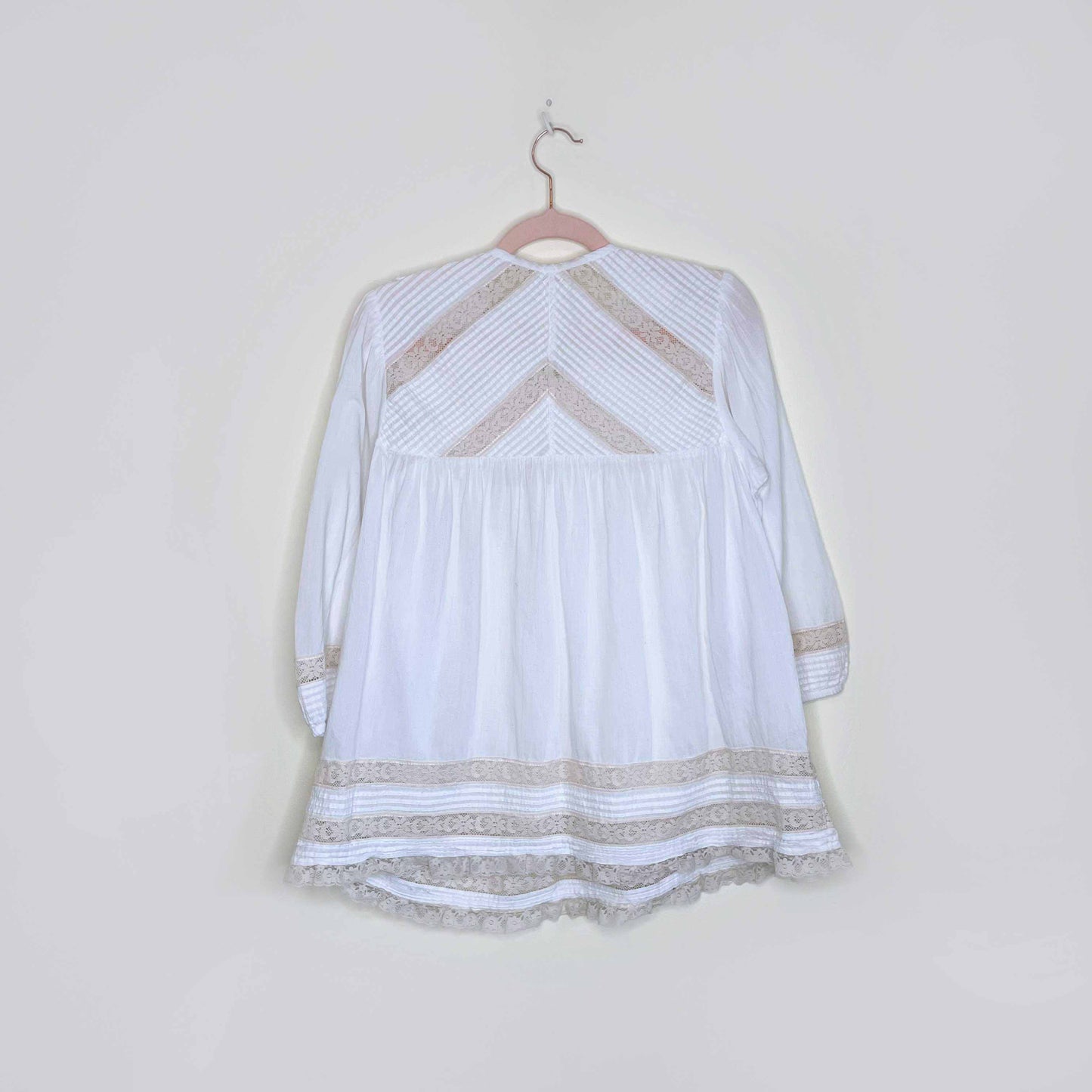 free people white boho peasant blouse with lace - size small