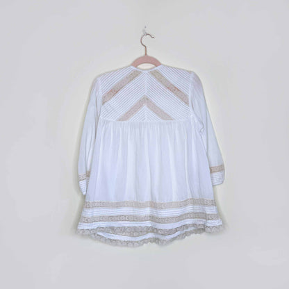 free people white boho peasant blouse with lace - size small