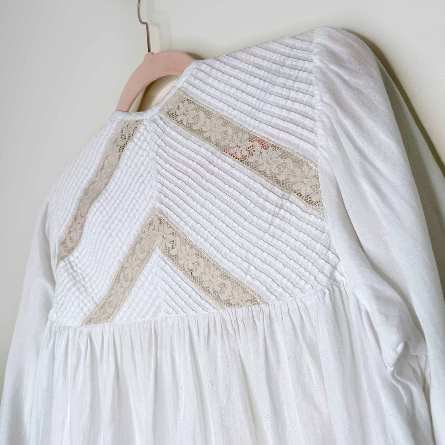 free people white boho peasant blouse with lace - size small