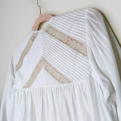 free people white boho peasant blouse with lace - size small