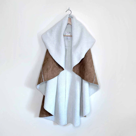 free people vegan suede sherpa waterfall vest - OS